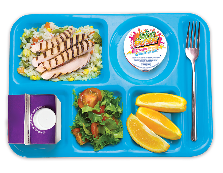 School lunch on a tray.