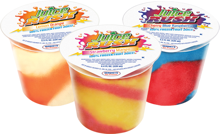 Juice Rush® Cups logo. Frozen. Fruity. Fast. Fun!