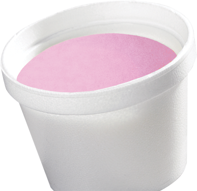 Raspberry sherbet foam cup.
