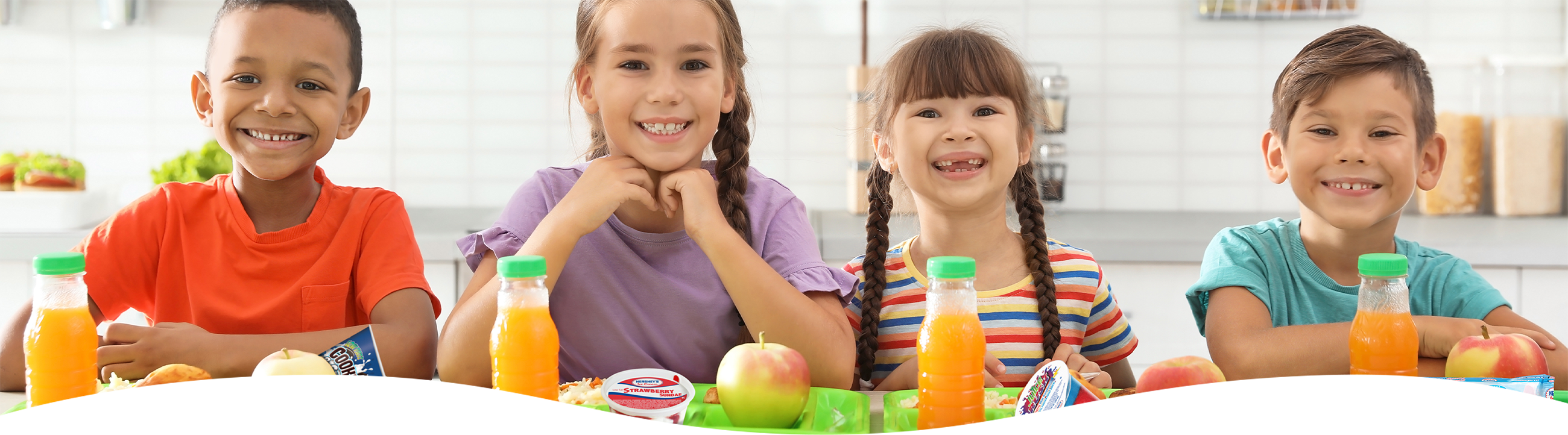 Children in a school cafeteria.